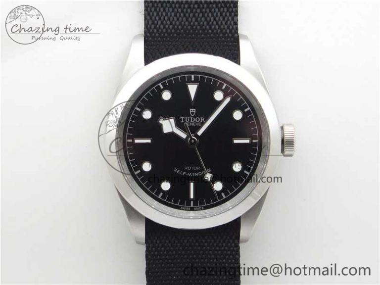 Black Bay 41 SS LF 1:1 Best Edition Black Dial on Black Nylon Strap A2824
