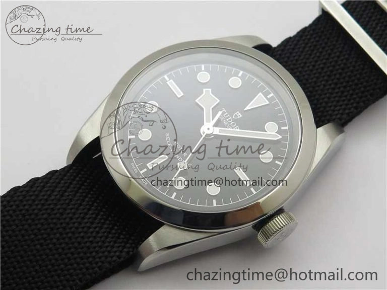 Black Bay 41 SS LF 1:1 Best Edition Black Dial on Black Nylon Strap A2824