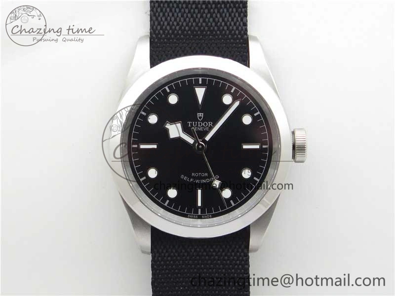 Black Bay 41 SS LF 1:1 Best Edition Black Dial on Black Nylon Strap A2824