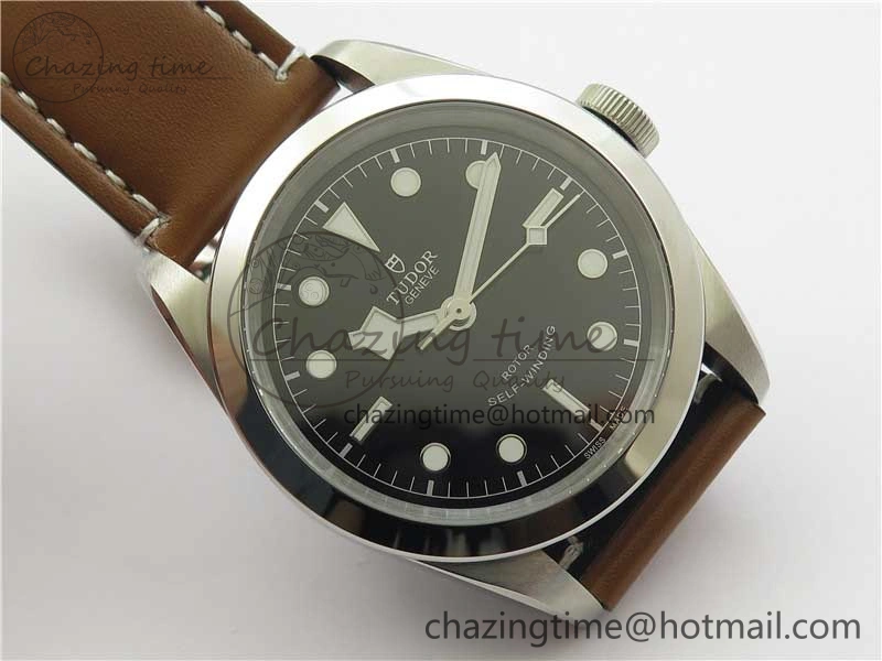 Black Bay 41 SS LF 1:1 Best Edition Black Dial on Brown Leather Strap A2824