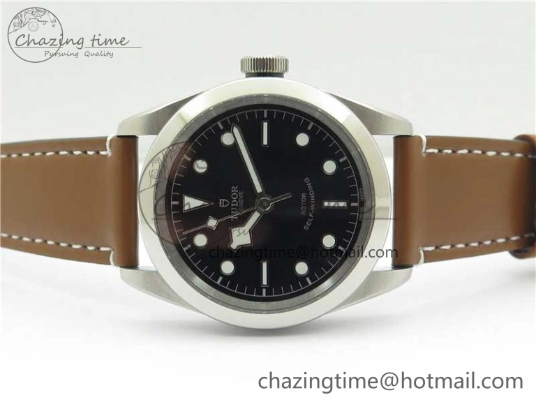 Black Bay 41 SS LF 1:1 Best Edition Black Dial on Brown Leather Strap A2824
