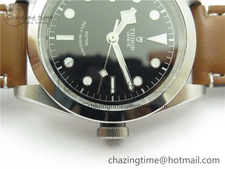 Black Bay 41 SS LF 1:1 Best Edition Black Dial on Brown Leather Strap A2824
