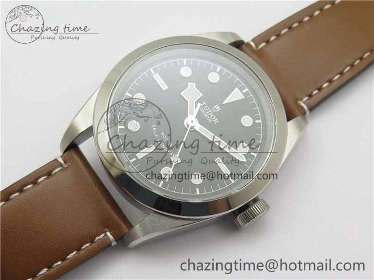Black Bay 41 SS LF 1:1 Best Edition Black Dial on Brown Leather Strap A2824