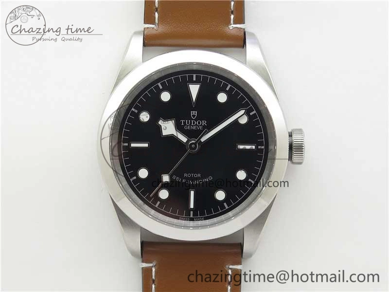 Black Bay 41 SS LF 1:1 Best Edition Black Dial on Brown Leather Strap A2824