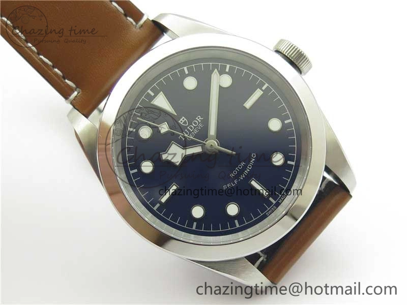Black Bay 41 SS LF 1:1 Best Edition Blue Dial on Brown Leather Strap A2824