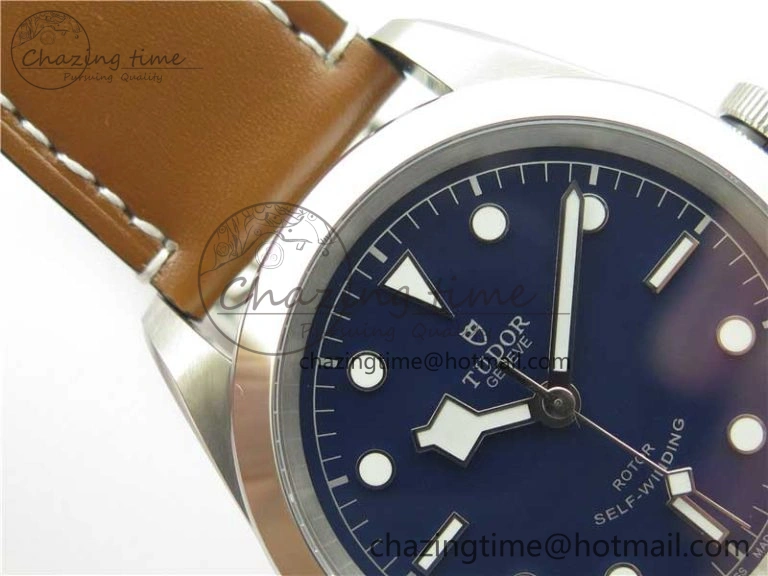 Black Bay 41 SS LF 1:1 Best Edition Blue Dial on Brown Leather Strap A2824
