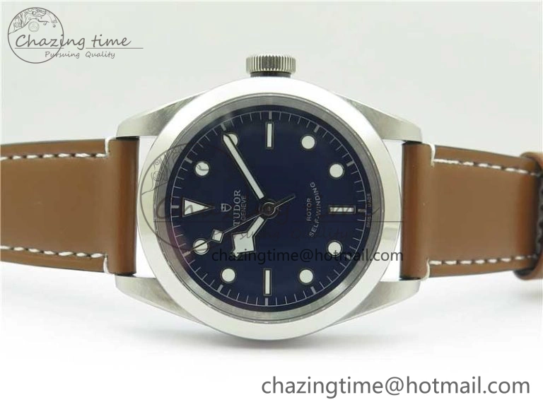 Black Bay 41 SS LF 1:1 Best Edition Blue Dial on Brown Leather Strap A2824