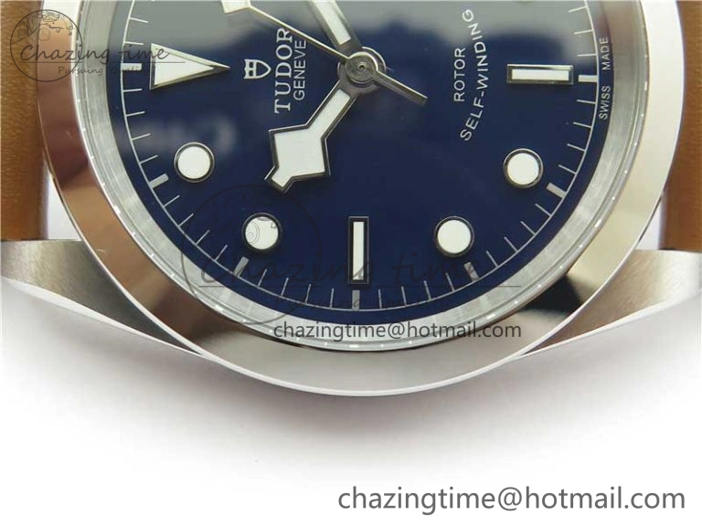 Black Bay 41 SS LF 1:1 Best Edition Blue Dial on Brown Leather Strap A2824