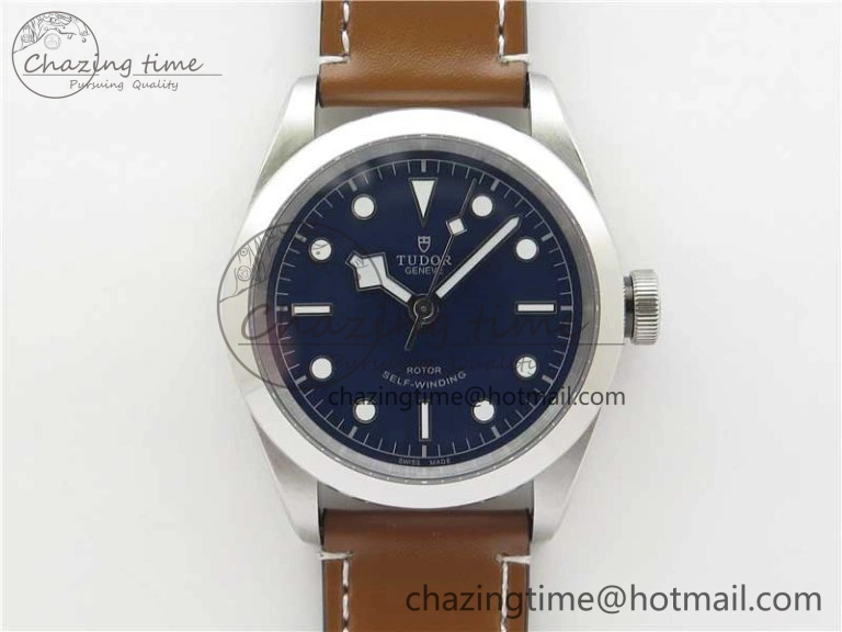 Black Bay 41 SS LF 1:1 Best Edition Blue Dial on Brown Leather Strap A2824