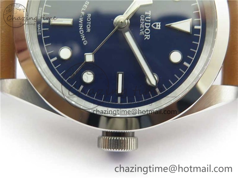 Black Bay 41 SS LF 1:1 Best Edition Blue Dial on Brown Leather Strap A2824