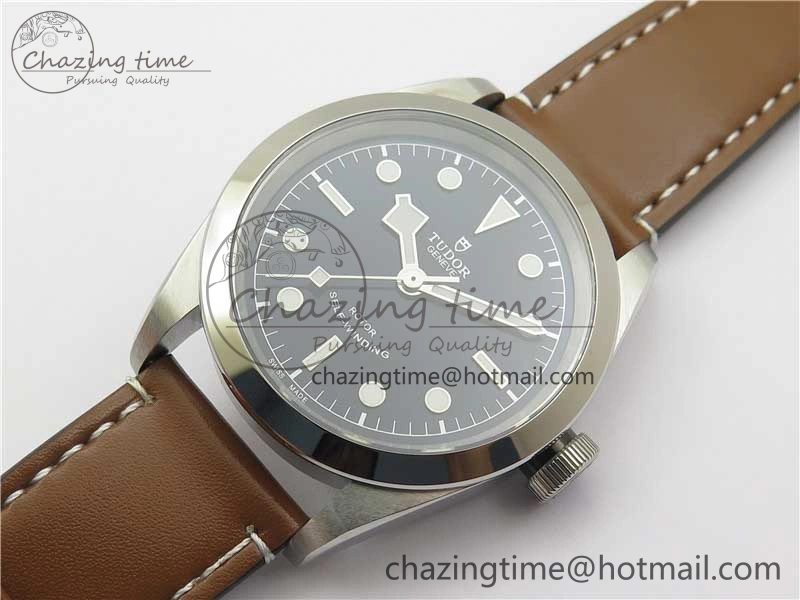 Black Bay 41 SS LF 1:1 Best Edition Blue Dial on Brown Leather Strap A2824