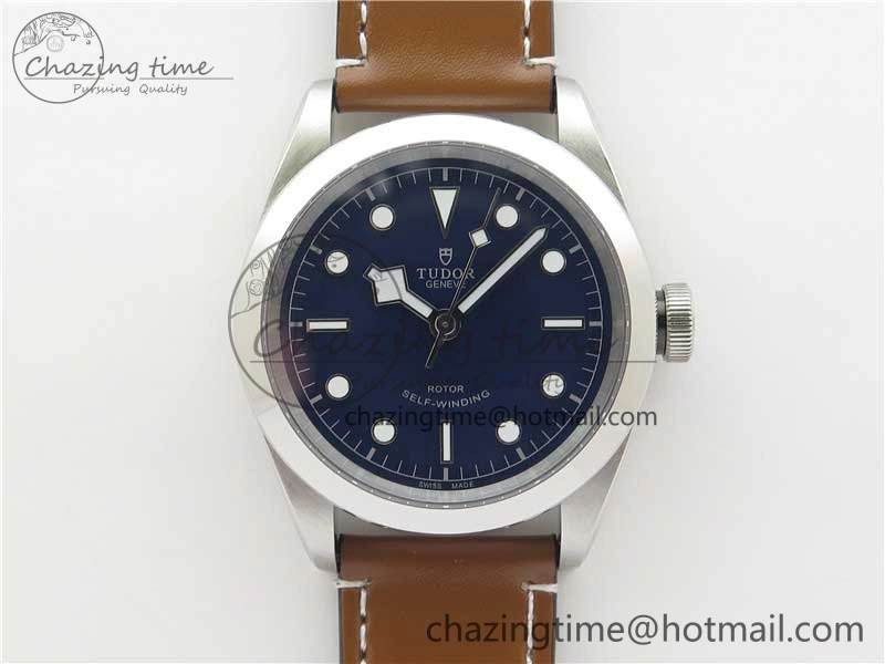 Black Bay 41 SS LF 1:1 Best Edition Blue Dial on Brown Leather Strap A2824