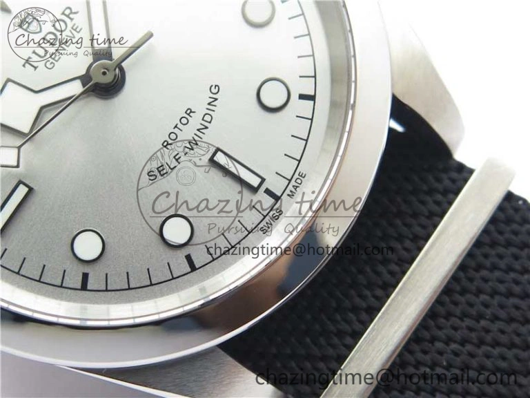 Black Bay 41 SS LF 1:1 Best Edition Silver Dial on Black Nylon Strap A2824