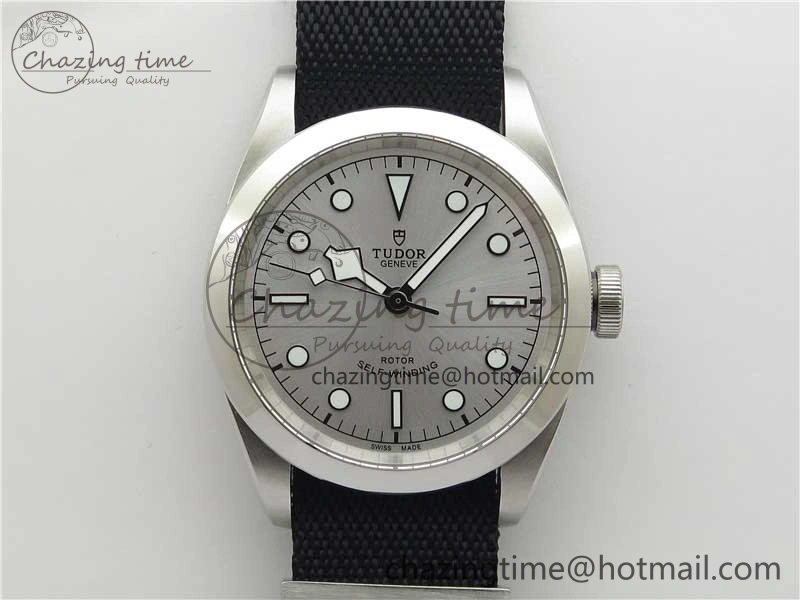 Black Bay 41 SS LF 1:1 Best Edition Silver Dial on Black Nylon Strap A2824