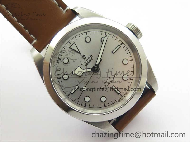 Black Bay 41 SS LF 1:1 Best Edition Silver Dial on Brown Leather Strap A2824