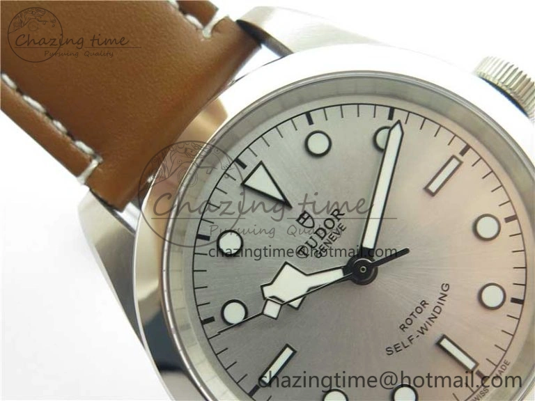 Black Bay 41 SS LF 1:1 Best Edition Silver Dial on Brown Leather Strap A2824
