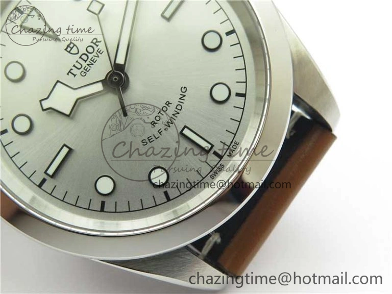 Black Bay 41 SS LF 1:1 Best Edition Silver Dial on Brown Leather Strap A2824