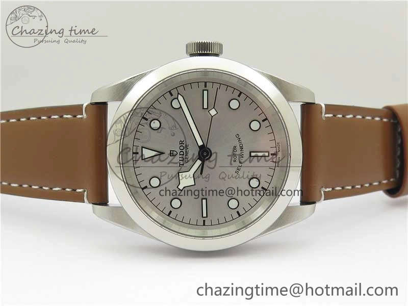 Black Bay 41 SS LF 1:1 Best Edition Silver Dial on Brown Leather Strap A2824