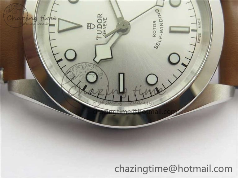 Black Bay 41 SS LF 1:1 Best Edition Silver Dial on Brown Leather Strap A2824