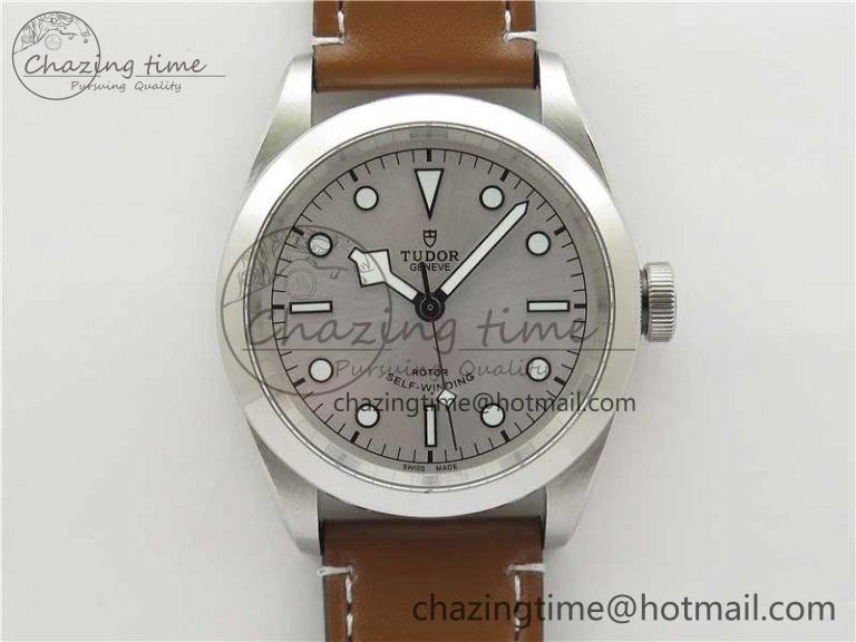 Black Bay 41 SS LF 1:1 Best Edition Silver Dial on Brown Leather Strap A2824