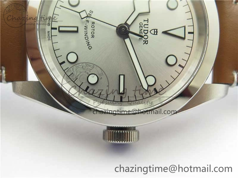Black Bay 41 SS LF 1:1 Best Edition Silver Dial on Brown Leather Strap A2824