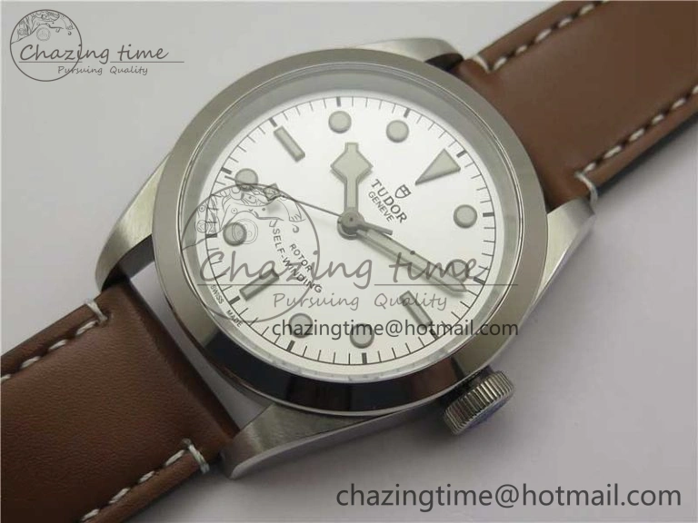 Black Bay 41 SS LF 1:1 Best Edition Silver Dial on Brown Leather Strap A2824