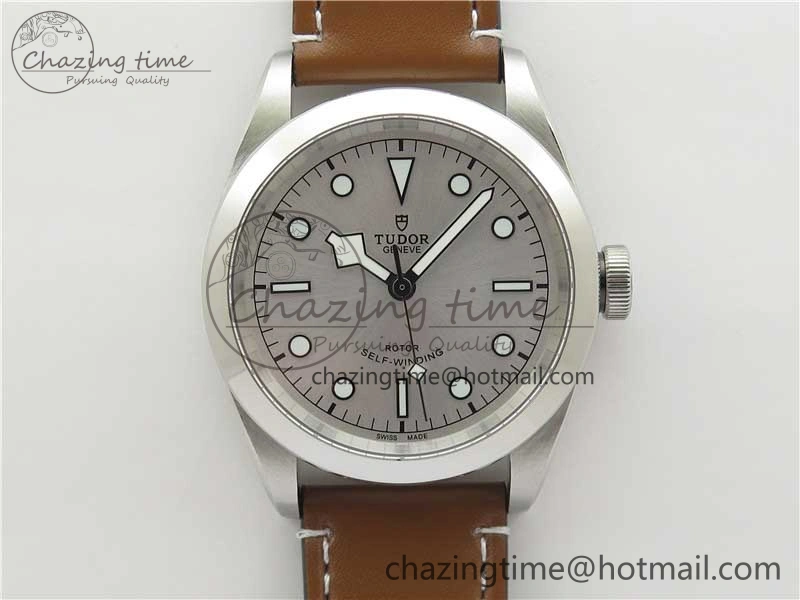 Black Bay 41 SS LF 1:1 Best Edition Silver Dial on Brown Leather Strap A2824