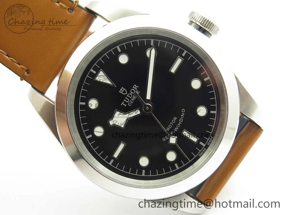 Black Bay 41mm LF 1:1 Best Edition Black Dial on Brown Leather Strap A2824