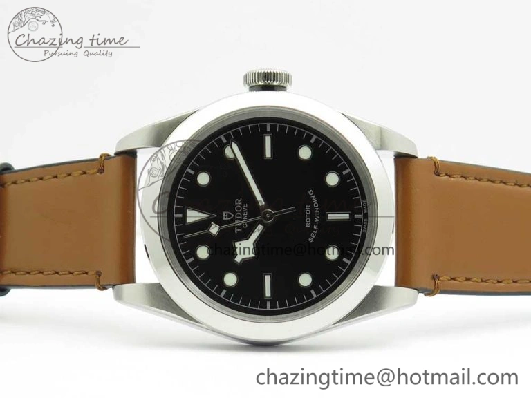 Black Bay 41mm LF 1:1 Best Edition Black Dial on Brown Leather Strap A2824