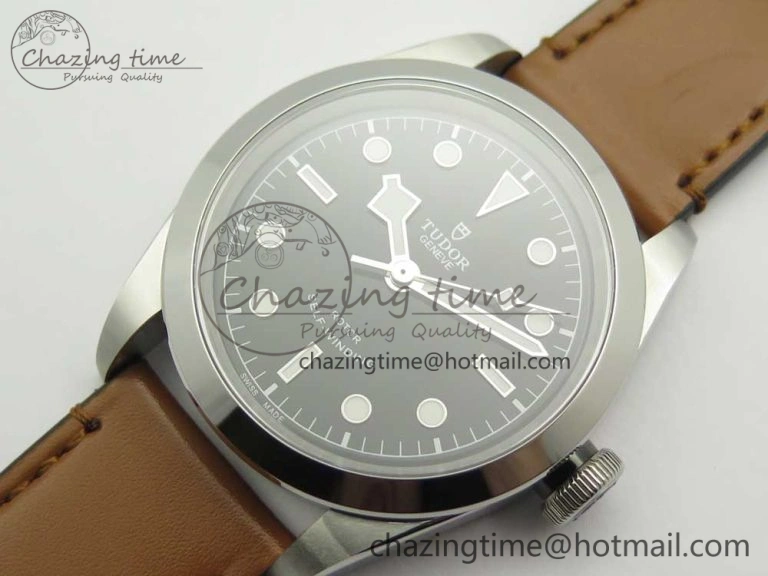 Black Bay 41mm LF 1:1 Best Edition Black Dial on Brown Leather Strap A2824
