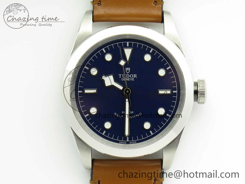 Black Bay 41mm LF 1:1 Best Edition Blue Dial on Brown Leather Strap A2824