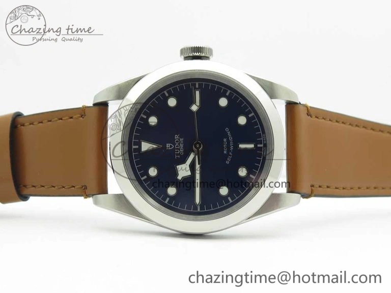 Black Bay 41mm LF 1:1 Best Edition Blue Dial on Brown Leather Strap A2824