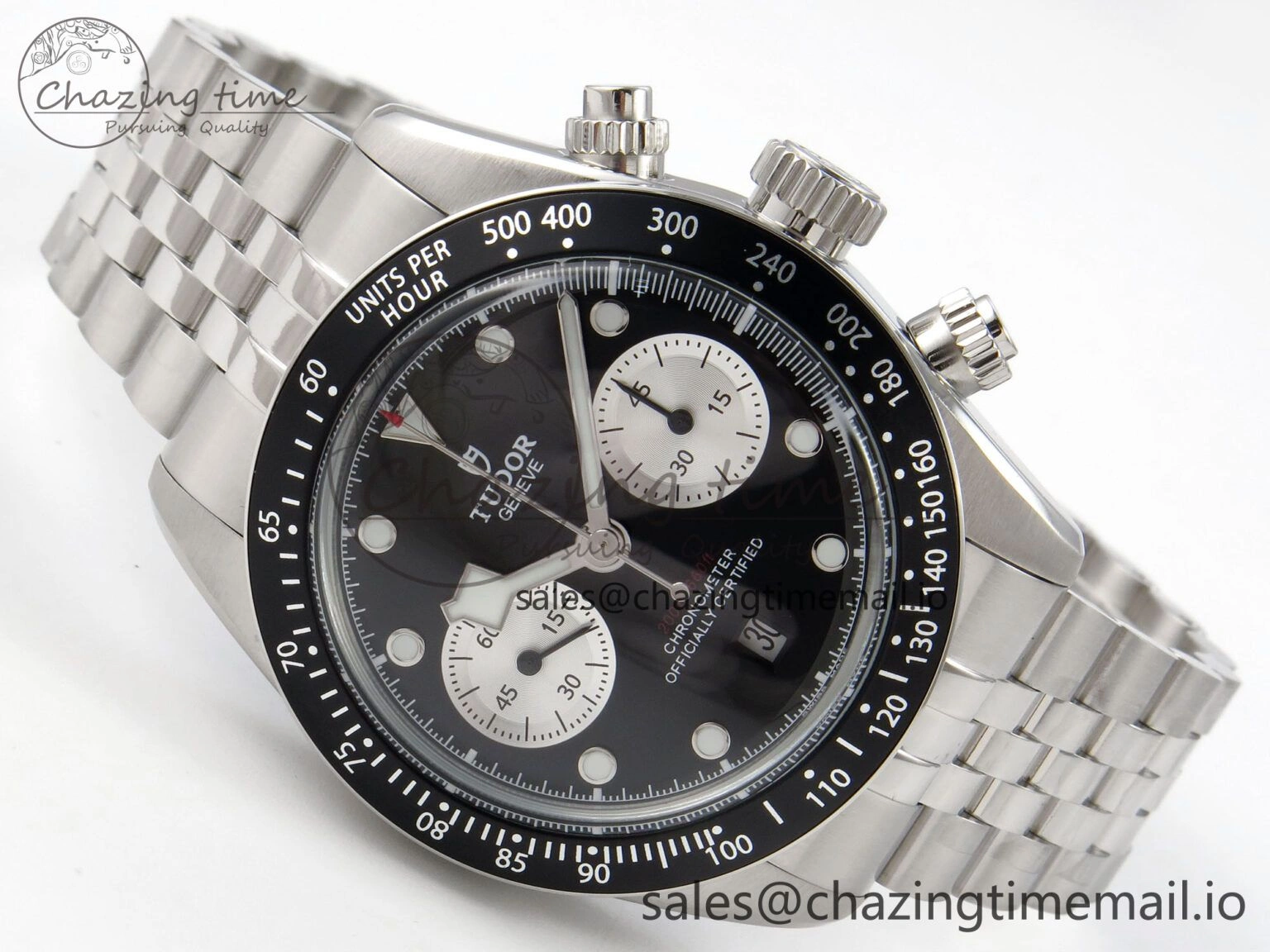 Black Bay Chrono SS BLSF 1:1 Best Edition Black Dial on SS Bracelet A7750