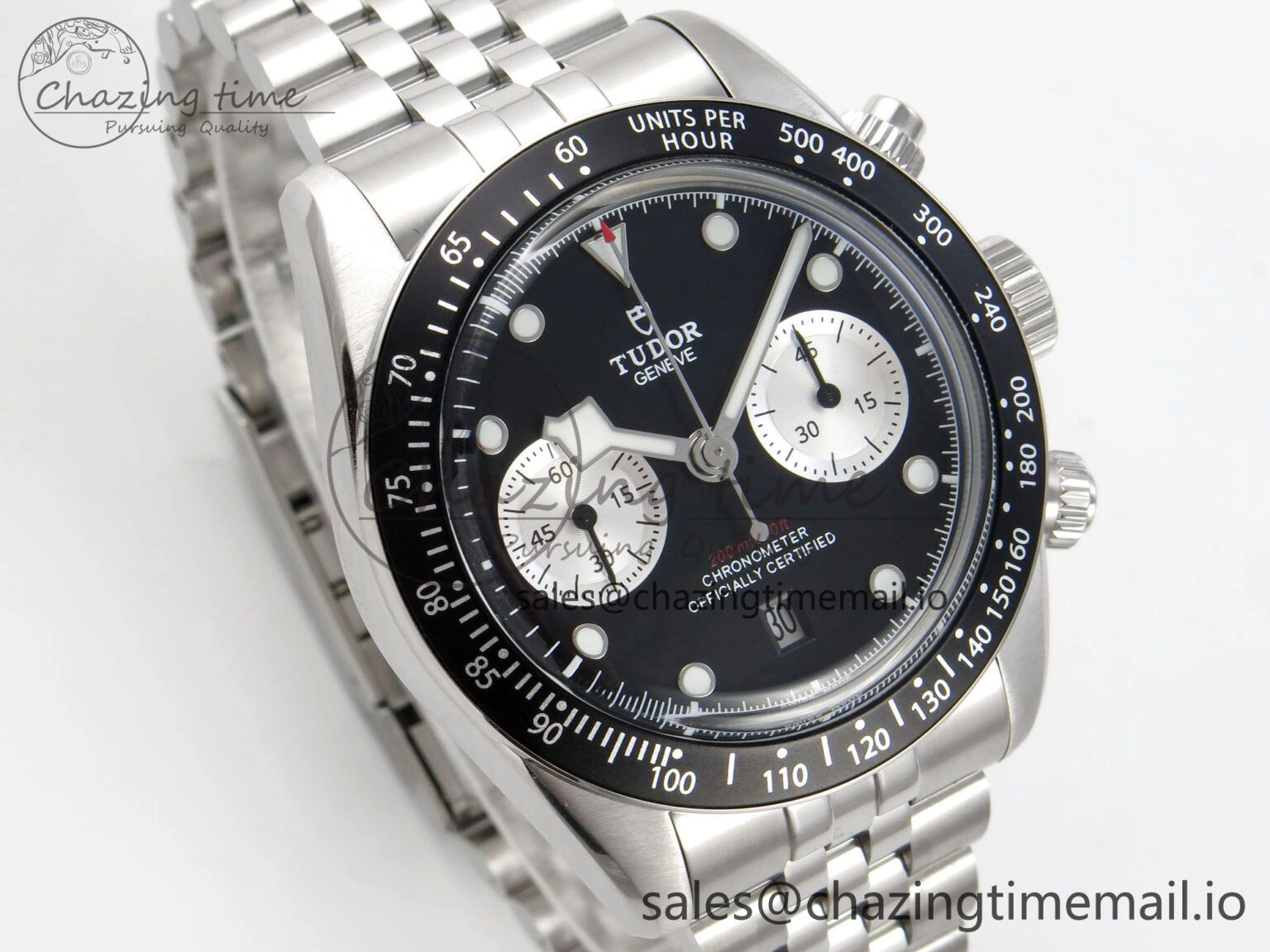 Black Bay Chrono SS BLSF 1:1 Best Edition Black Dial on SS Bracelet A7750