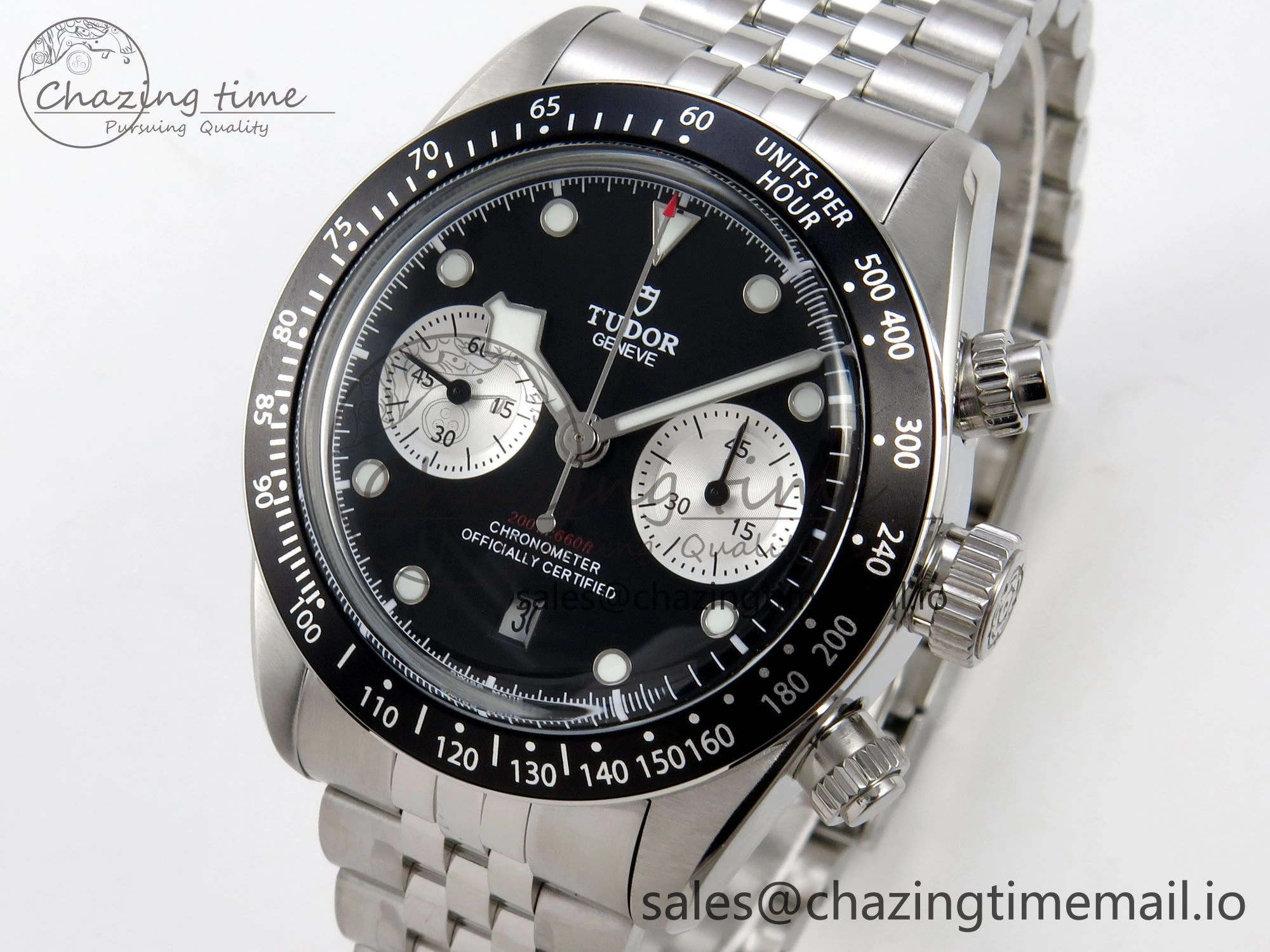 Black Bay Chrono SS BLSF 1:1 Best Edition Black Dial on SS Bracelet A7750