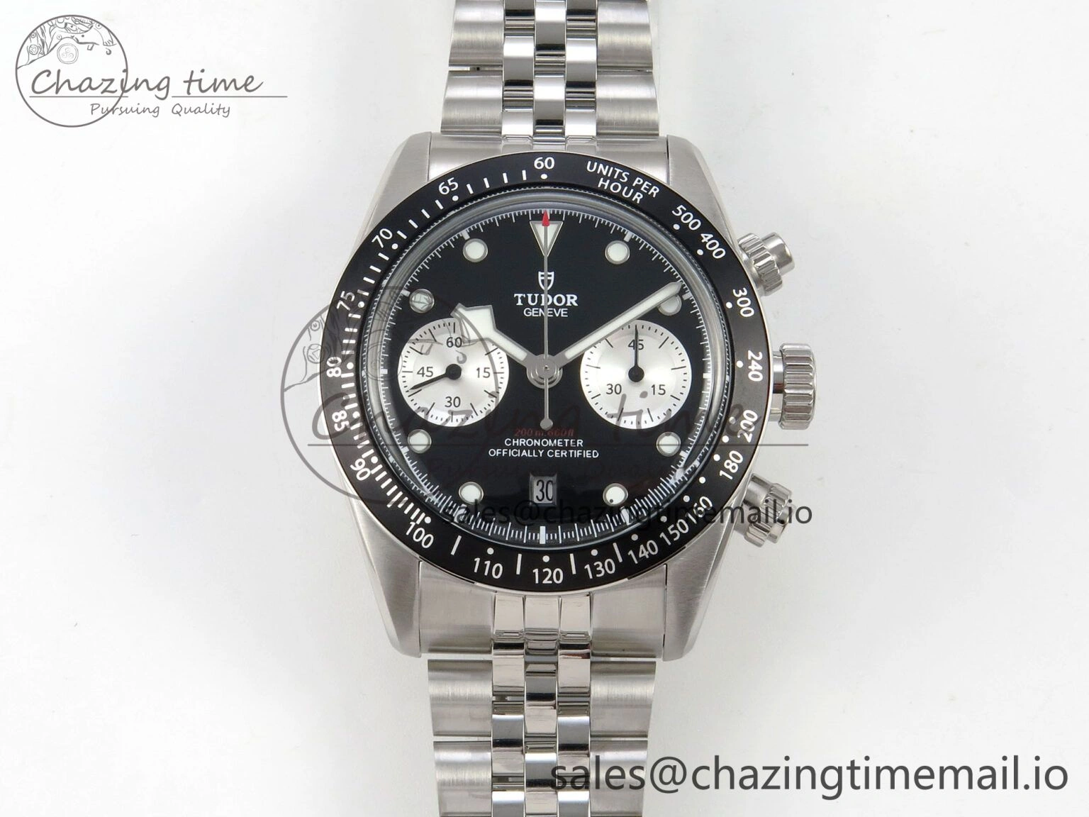 Black Bay Chrono SS BLSF 1:1 Best Edition Black Dial on SS Bracelet A7750