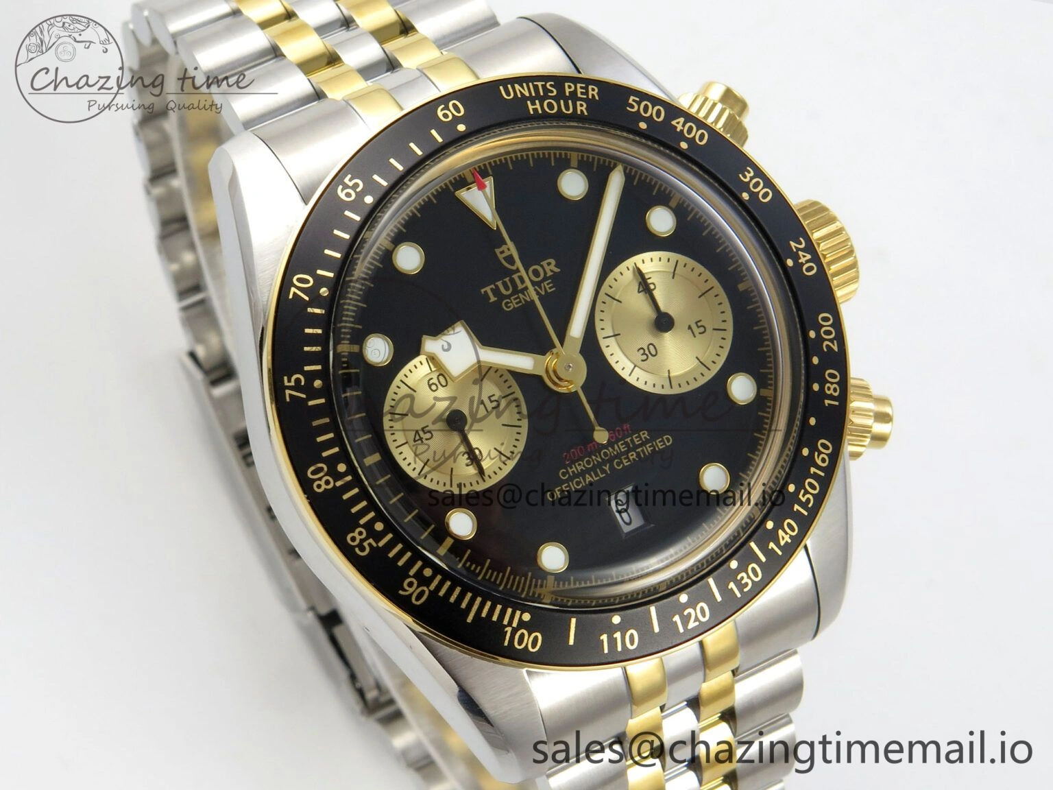 Black Bay Chrono SS BLSF 1:1 Best Edition Black Dial on YG SS Bracelet A7750