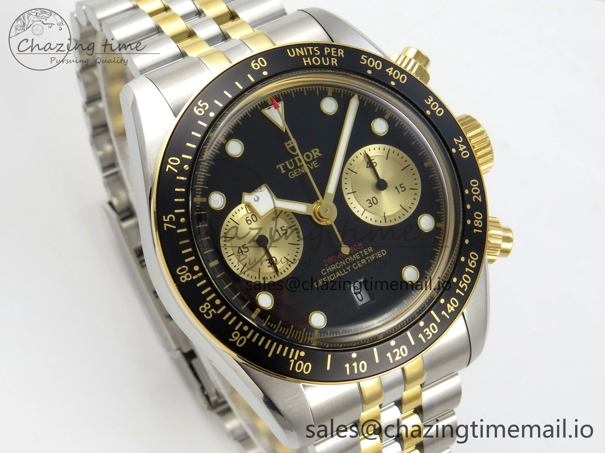 Black Bay Chrono SS BLSF 1:1 Best Edition Black Dial on YG SS Bracelet A7750