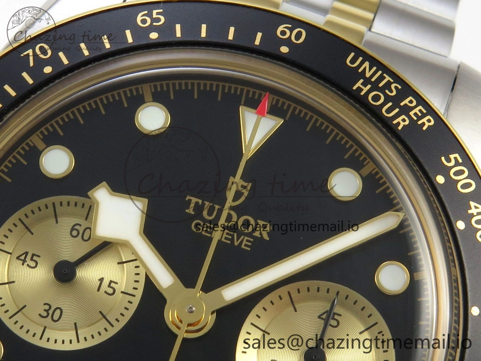 Black Bay Chrono SS BLSF 1:1 Best Edition Black Dial on YG SS Bracelet A7750