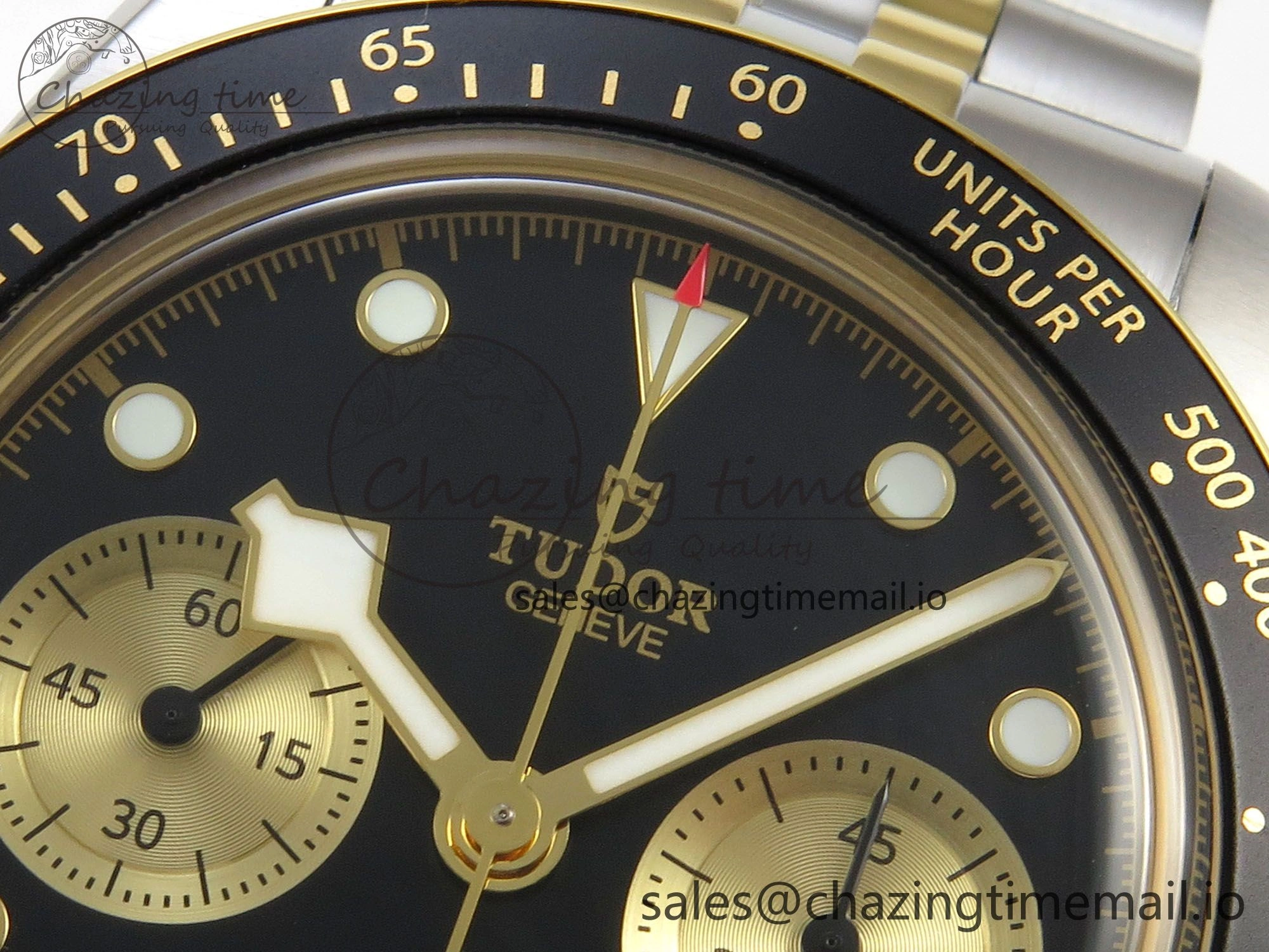 Black Bay Chrono SS BLSF 1:1 Best Edition Black Dial on YG SS Bracelet A7750