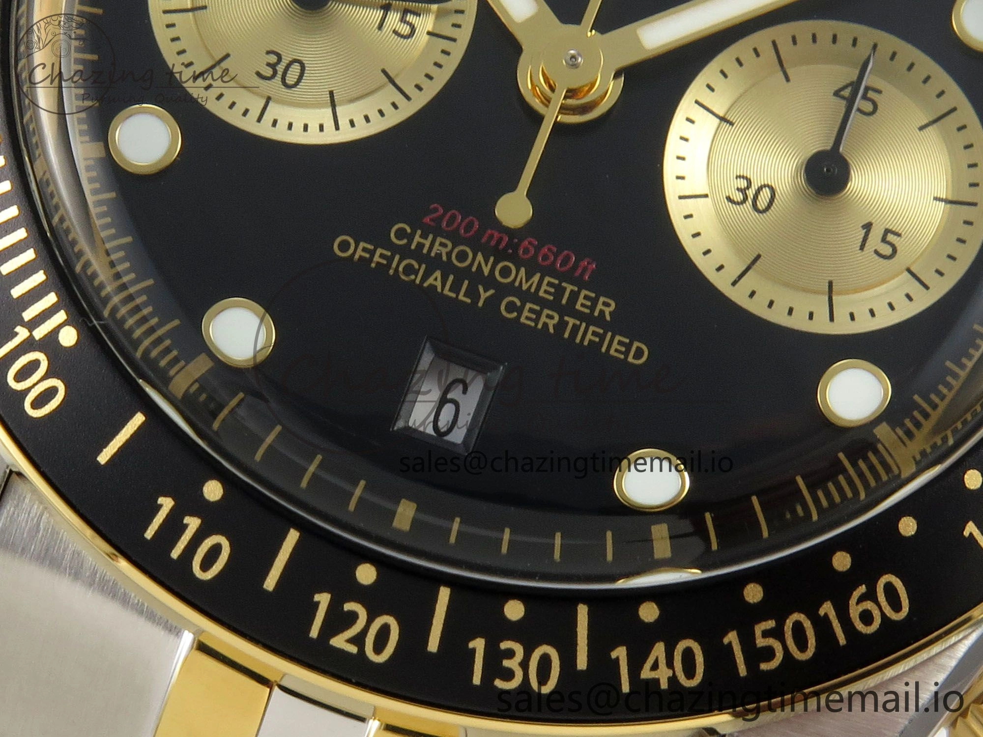 Black Bay Chrono SS BLSF 1:1 Best Edition Black Dial on YG SS Bracelet A7750