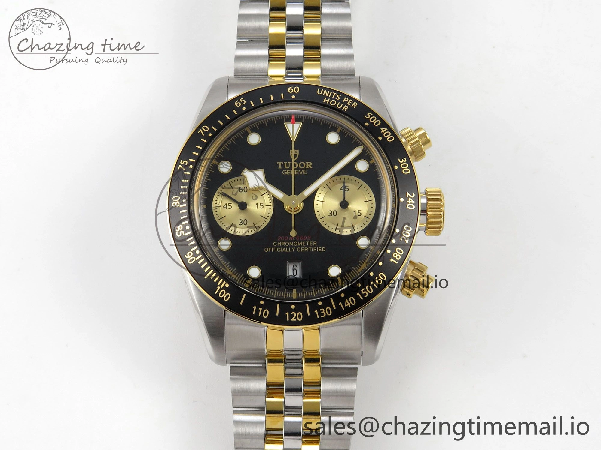 Black Bay Chrono SS BLSF 1:1 Best Edition Black Dial on YG SS Bracelet A7750
