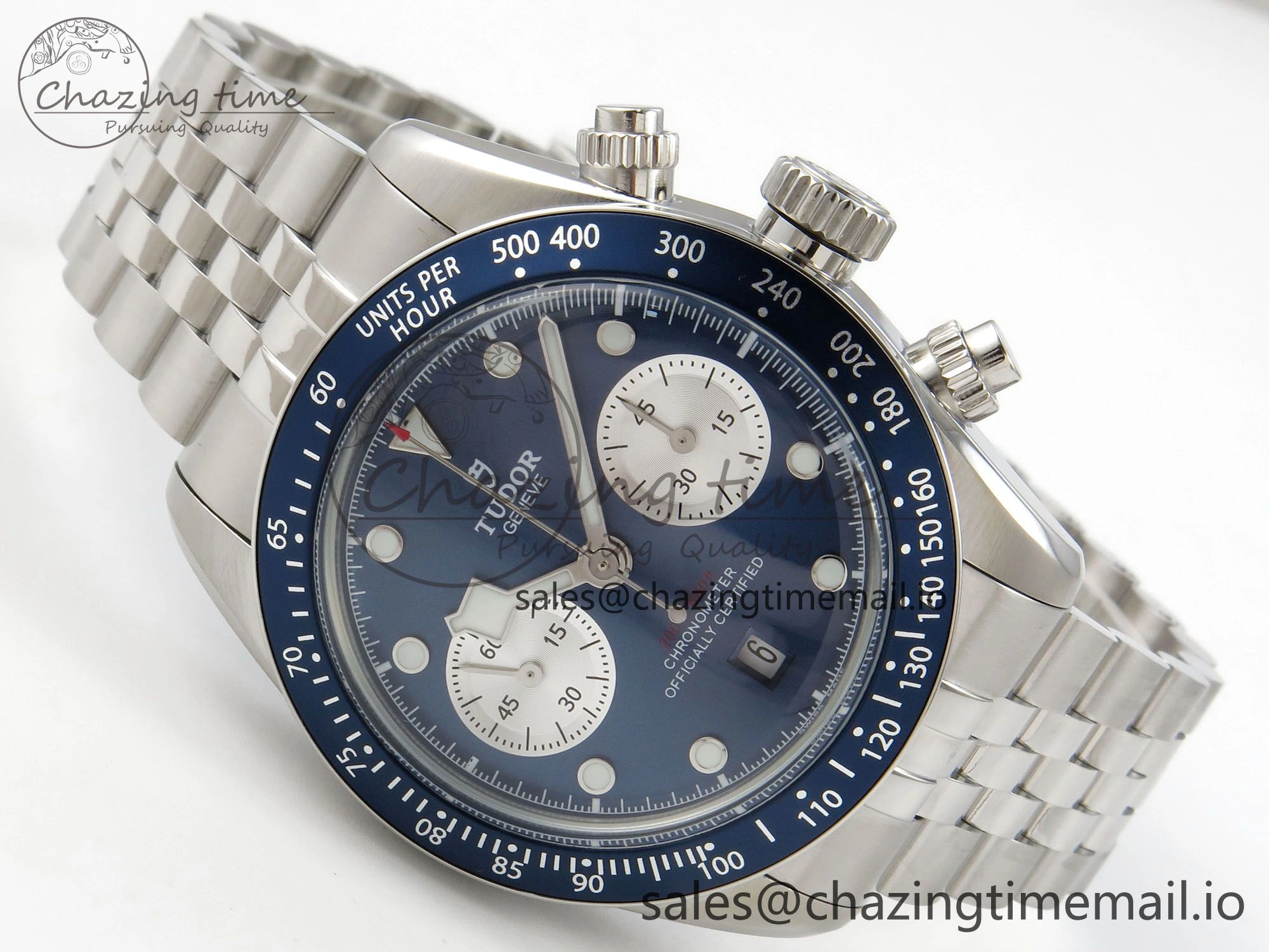 Black Bay Chrono SS BLSF 1:1 Best Edition Blue Dial on SS Bracelet A7750
