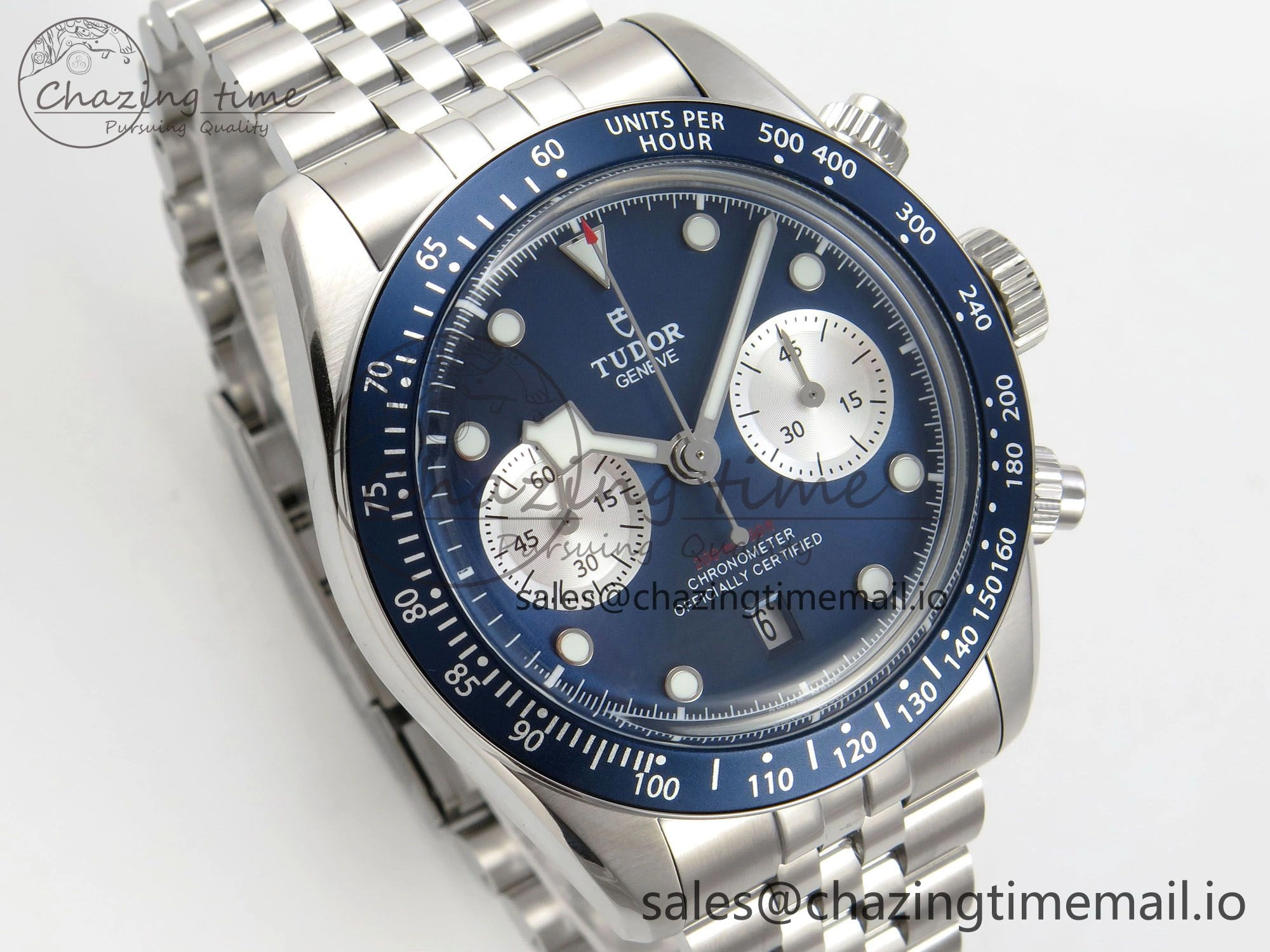 Black Bay Chrono SS BLSF 1:1 Best Edition Blue Dial on SS Bracelet A7750