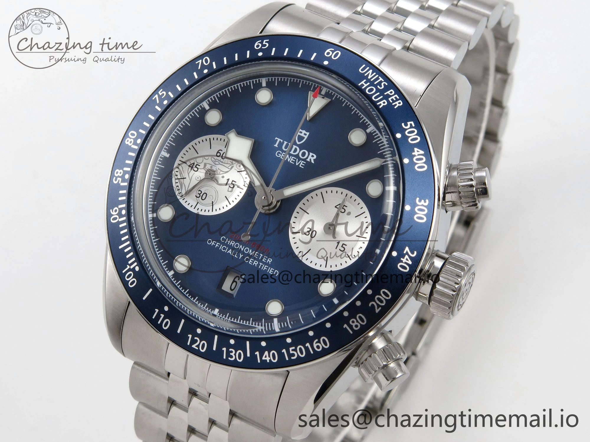 Black Bay Chrono SS BLSF 1:1 Best Edition Blue Dial on SS Bracelet A7750