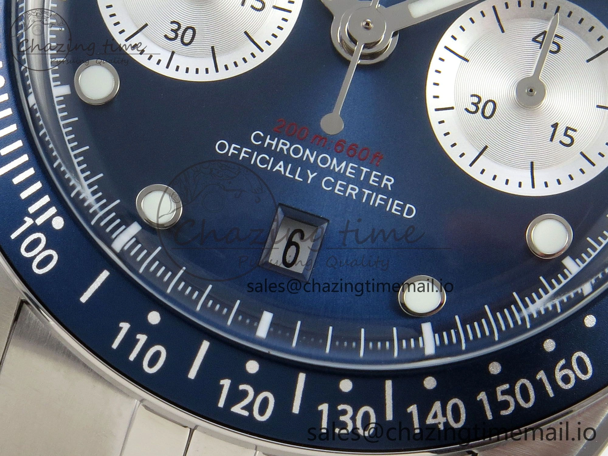 Black Bay Chrono SS BLSF 1:1 Best Edition Blue Dial on SS Bracelet A7750