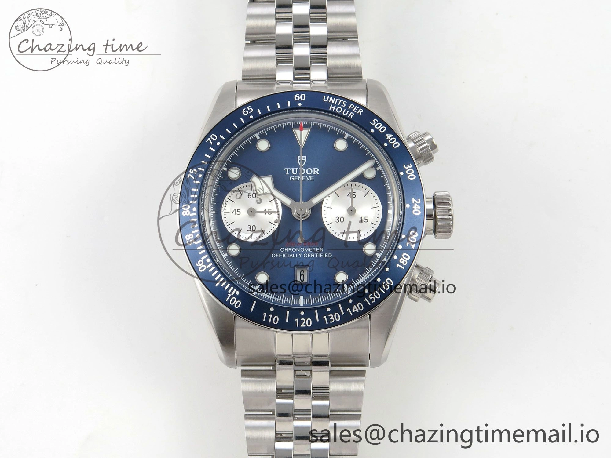 Black Bay Chrono SS BLSF 1:1 Best Edition Blue Dial on SS Bracelet A7750