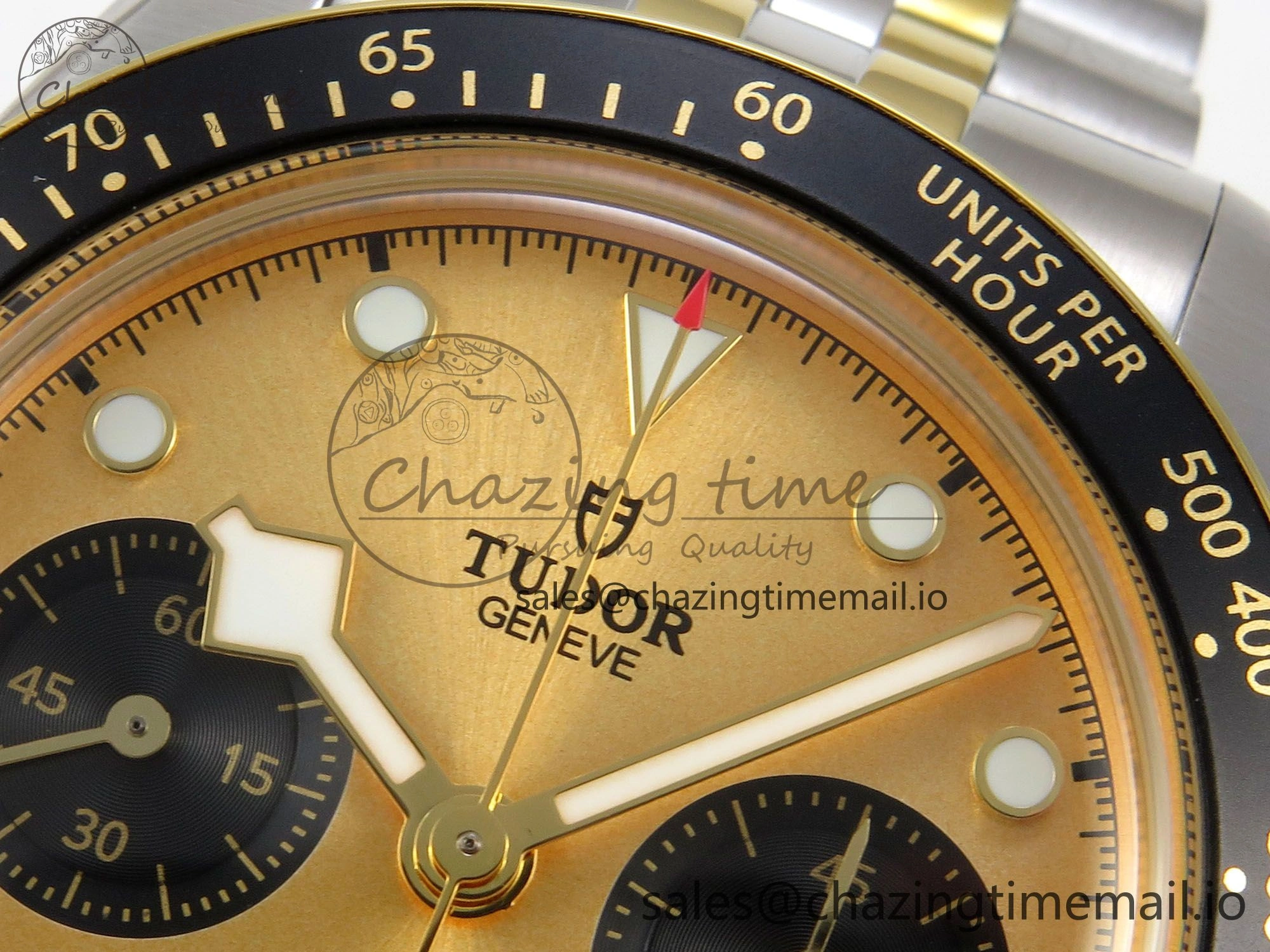 Black Bay Chrono SS BLSF 1:1 Best Edition Gold Dial on YG SS Bracelet A7750