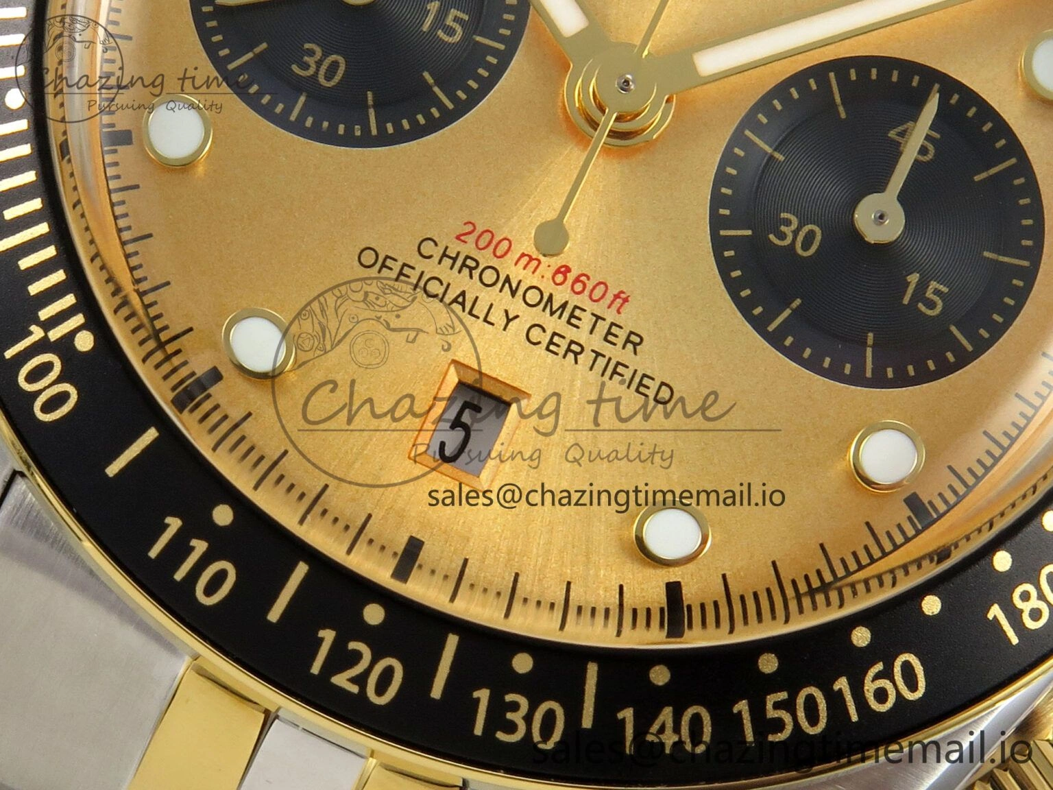 Black Bay Chrono SS BLSF 1:1 Best Edition Gold Dial on YG SS Bracelet A7750