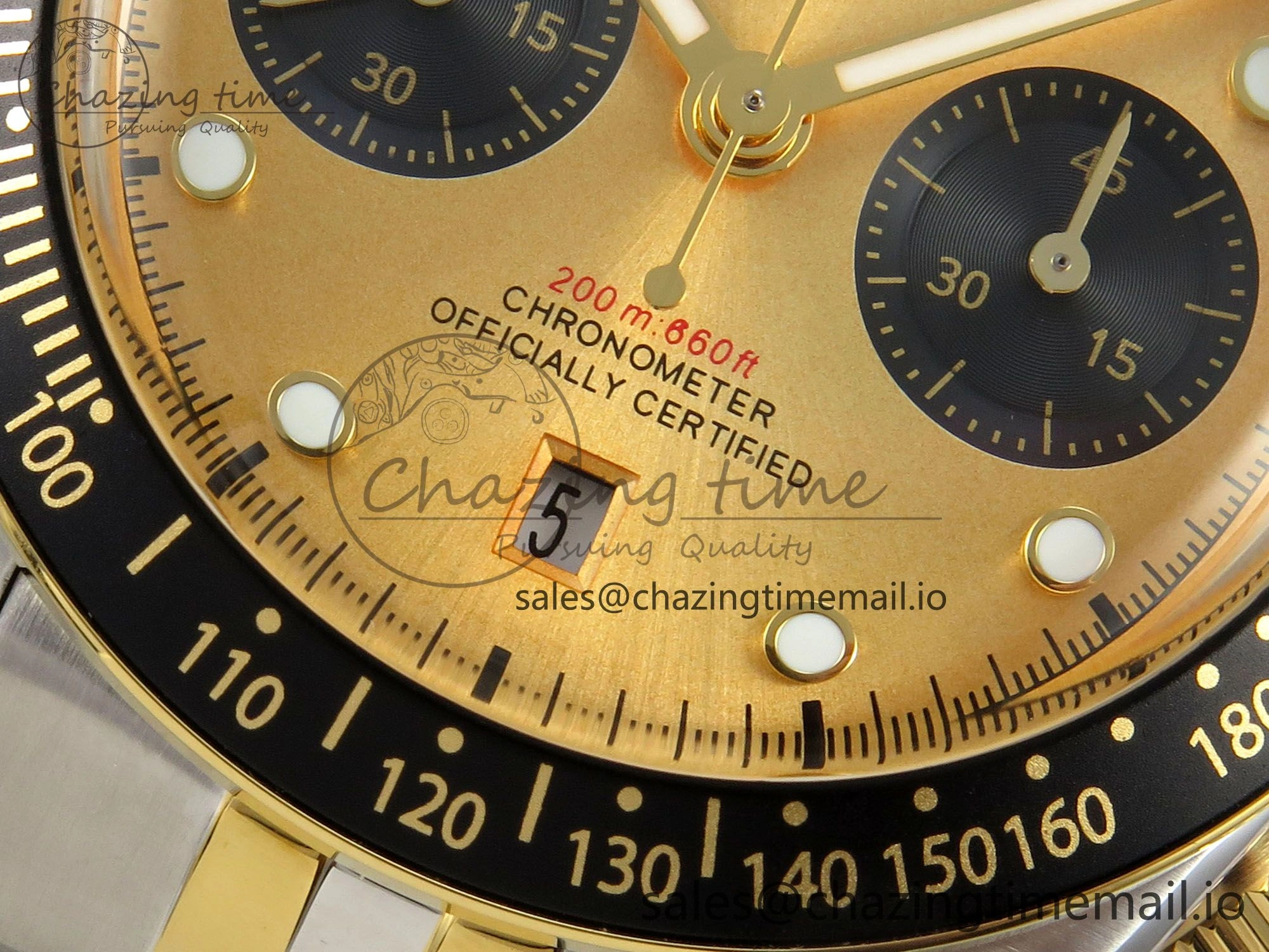 Black Bay Chrono SS BLSF 1:1 Best Edition Gold Dial on YG SS Bracelet A7750
